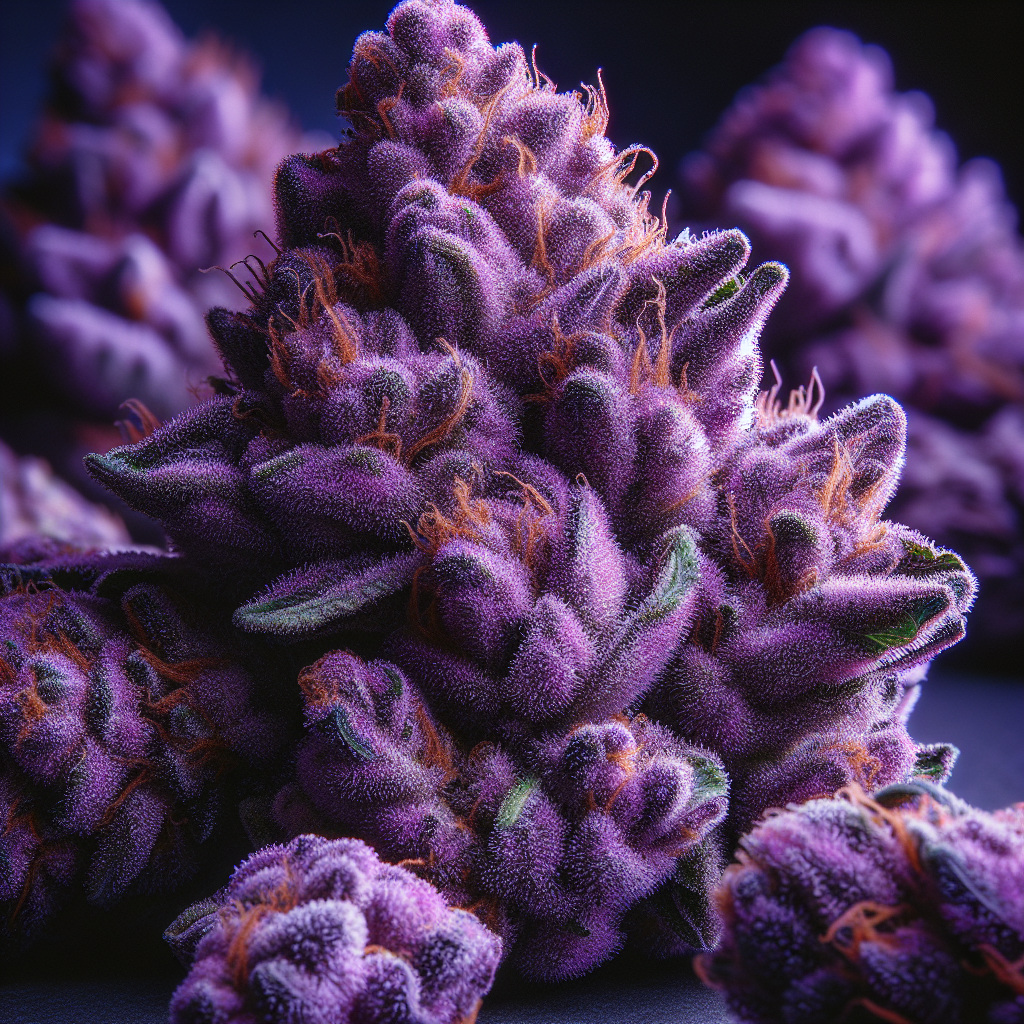 Granddaddy Purple cannabis strain buds – Indica with 17-27% THC, relaxing sedating effects